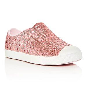 NATIVE Shoes Kids' Jefferson Bling Slip-On Sneaker Milk Pink Bling/Shell White